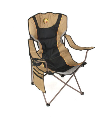 Black and Tan Folding Outdoor Chair